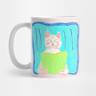 Cat reading book Mug